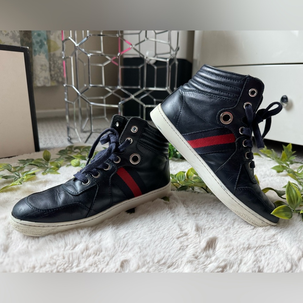 Gucci high top leather kids shoes